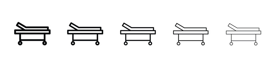 Hospital bed icon logo. Black line icon, vector illustrations.