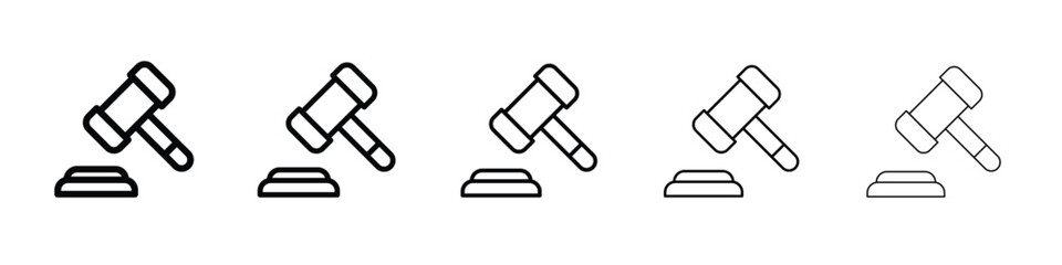 Gavel icon logo. Black line icon, vector illustrations.