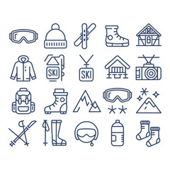 Black travel and hotel vector icon set for web design and business illustration
