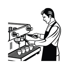 coffee maker silhouette vector icon illustration on white background minimalist flat black bold
