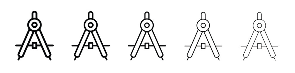 Drawing Compass icon logo. Black line icon, vector illustrations.