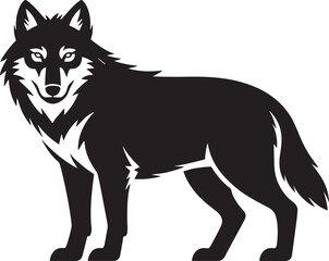 Wolf Silhouette Vector Illustration Standing with a Transparent Background Design for Wildlife
