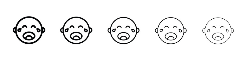 Crying baby icon logo. Black line icon, vector illustrations.