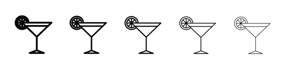 Cocktail icon logo. Black line icon, vector illustrations.