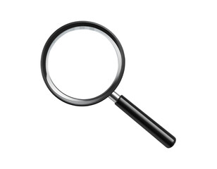 Vector black magnifying glass on a transparent background, top view. Realistic, detai  