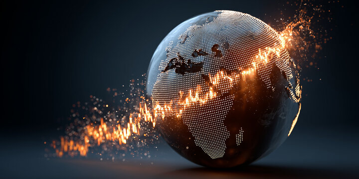 Global economic outlook trends shaping the future of markets world economy data visualization dark environment dynamic view