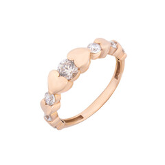 Jewelry wedding ring gold. Engagement golden ring isolated on white background