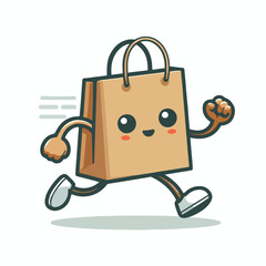Shopping bag mascot running