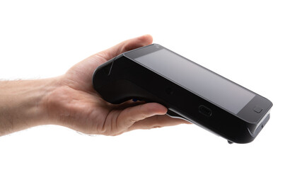 Handheld device held for transaction processing