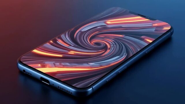 Abstract Swirling Light Design on Smartphone Screen