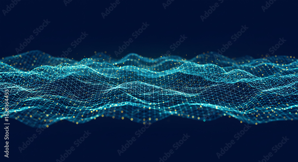 Aufkleber abstract technology background with connected lines and dots visualization