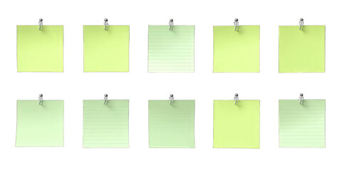 Nine light green sticky notes