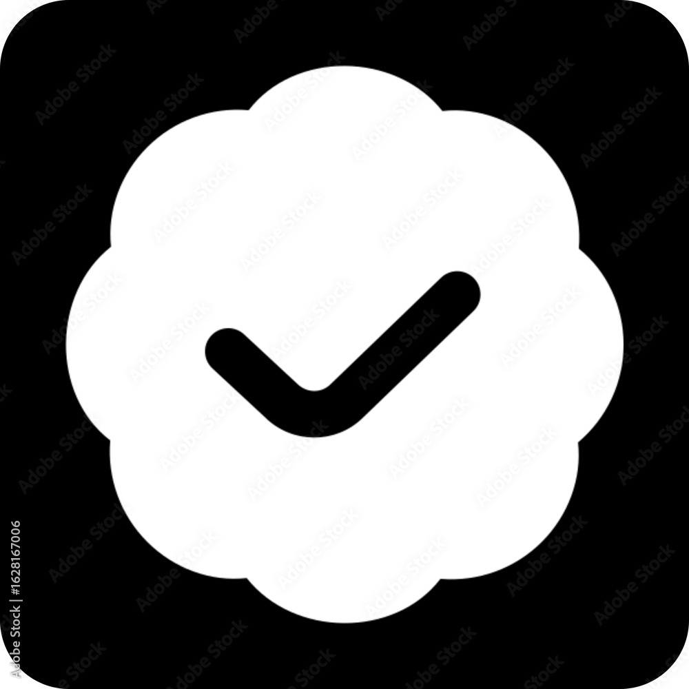 Poster check badge icon for verification and approval