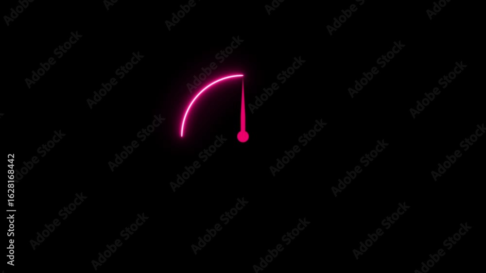 Poster animation of glowing speedometer needle in motion. concept of performance, acceleration and speed. p