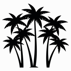 Obraz premium Seven palm tree silhouettes isolated on white background