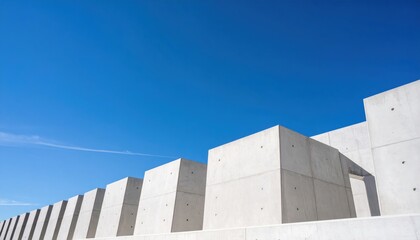 Row Of Concrete Blocks Against A Clear Blue Sky