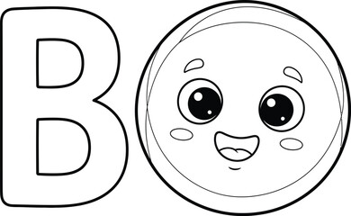 Fototapeta premium Coloring page boo kawaii halloween vector illustration outline