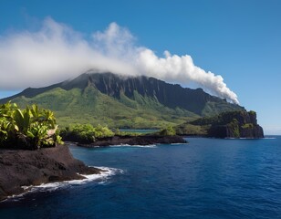 Majestic Coastal Cliffs with Black Sand Beach
