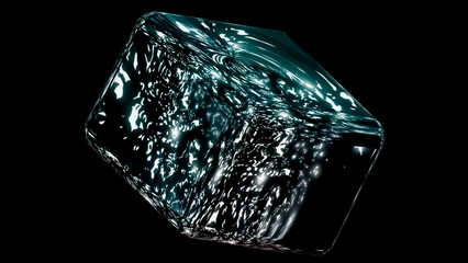 Glass Cube, black background, Wallpaper