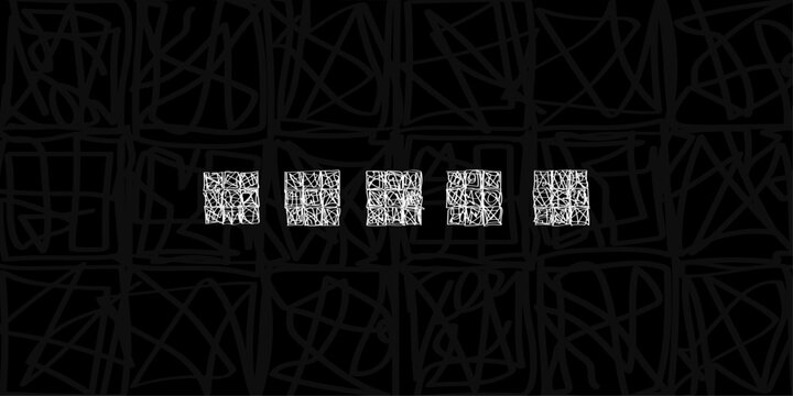 Hand Drawn Texture Patterns Collection White Chalk Scribbles on Dark Background