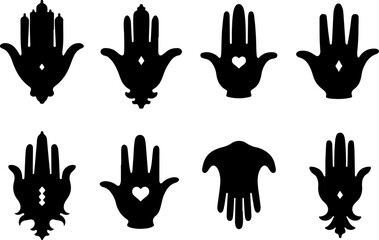 Fototapeta premium Hamsa Symbol Set hand of miriam, vector bundle
