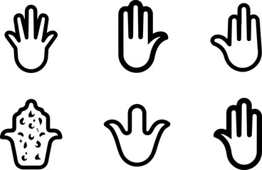 Fototapeta premium Hamsa Symbol Set hand of miriam, vector bundle