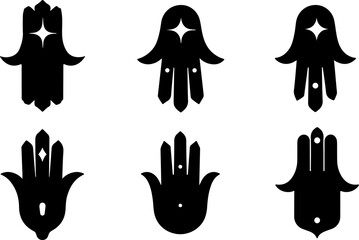 Fototapeta premium Hamsa Symbol Set hand of miriam, vector bundle