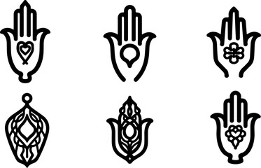Hamsa Symbol Set hand of miriam, vector bundle