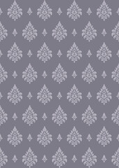Purple damask vector pattern in elegant style with seamless damask vector background and classic damask vector design