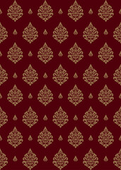 Red damask vector pattern in elegant style with seamless damask vector background and classic damask vector design
