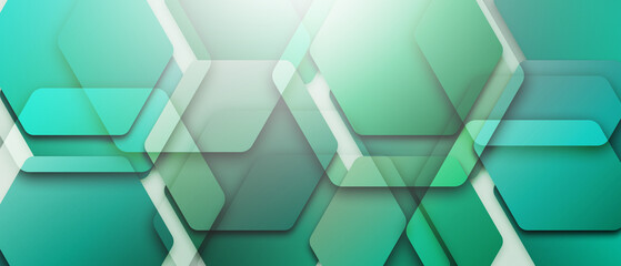 green geometric abstract background with simple hexagonal elements