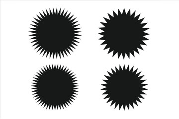 Fototapeta premium Spiky circle vector set starburst badge collection jagged round shapes graphic design elements decorative burst icons explosion rays abstract forms