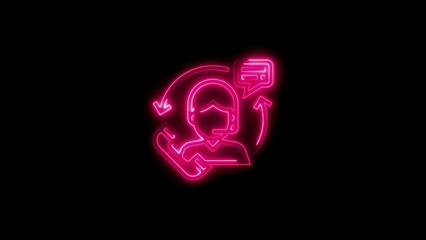 Neon customer service representative contacting support with glowing arrows