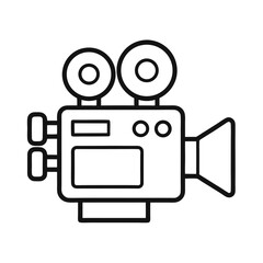 Simple video camera outline icon on a clean white background