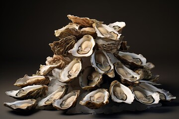 Inviting display of stacked oysters on wooden table for seafood enthusiasts at a culinary gathering