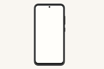 Modern smartphone mockup vector template. Unbranded mobile phone illustration blank white screen. Clean minimalist design. Digital device template isolated light background