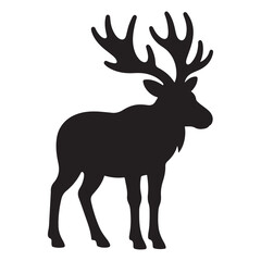 Obraz premium moose silhouette vector illustration with antlers isolated on white background