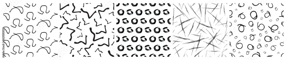 Aufkleber set of seamless patterns with scribble smears