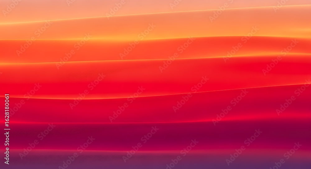 Poster abstract flowing waves of vibrant gradient colors, transitioning from warm orange and red to deep pu