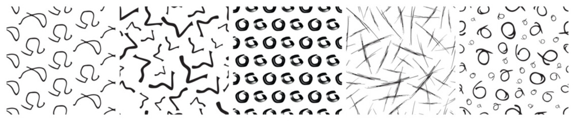 Set of seamless patterns with scribble smears