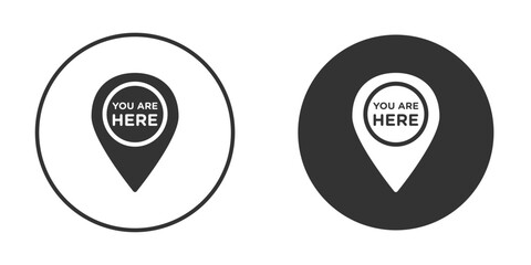 You are here icon concept, simple flat design. Clipart vecot in black colors