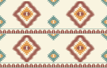 Ethnic abstract ikat art. Aztec ornament print. geometric ethnic pattern seamless  color oriental.  Design for background ,curtain, carpet, wallpaper, clothing, wrapping, Batik, vector illustration.