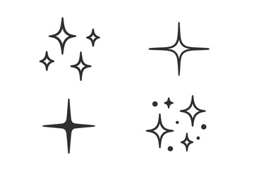 Sparkling stars line sparkle dazzling vector icon set festive magical design graphics celebration creative projects twinkle glitter shine starburst decorative elements