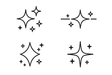 Sparkling stars line sparkle dazzling vector icon set magical festive celebration design graphics shine effects perfect for creative projects illustrations