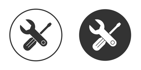 Spanner & screwdriver icon concept, simple flat design. Clipart vecot in black colors