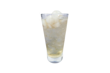 Refreshing Glass Longan juice with Ice on White Background