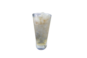 Cold Refreshing Drink in a Clear Tall Glass with Longan Juice