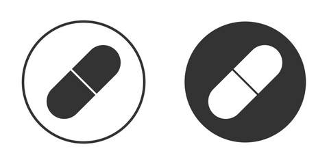 Pill capsule icon concept, simple flat design. Clipart vecot in black colors