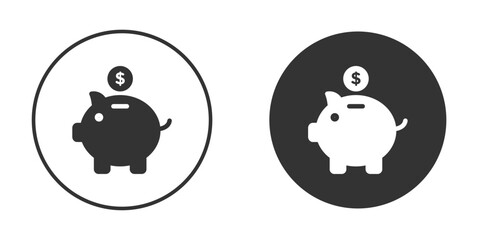 Piggy bank icon concept, simple flat design. Clipart vecot in black colors