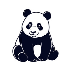 Fototapeta premium Cute Panda Sitting and Smiling in a Whimsical Style Illustration